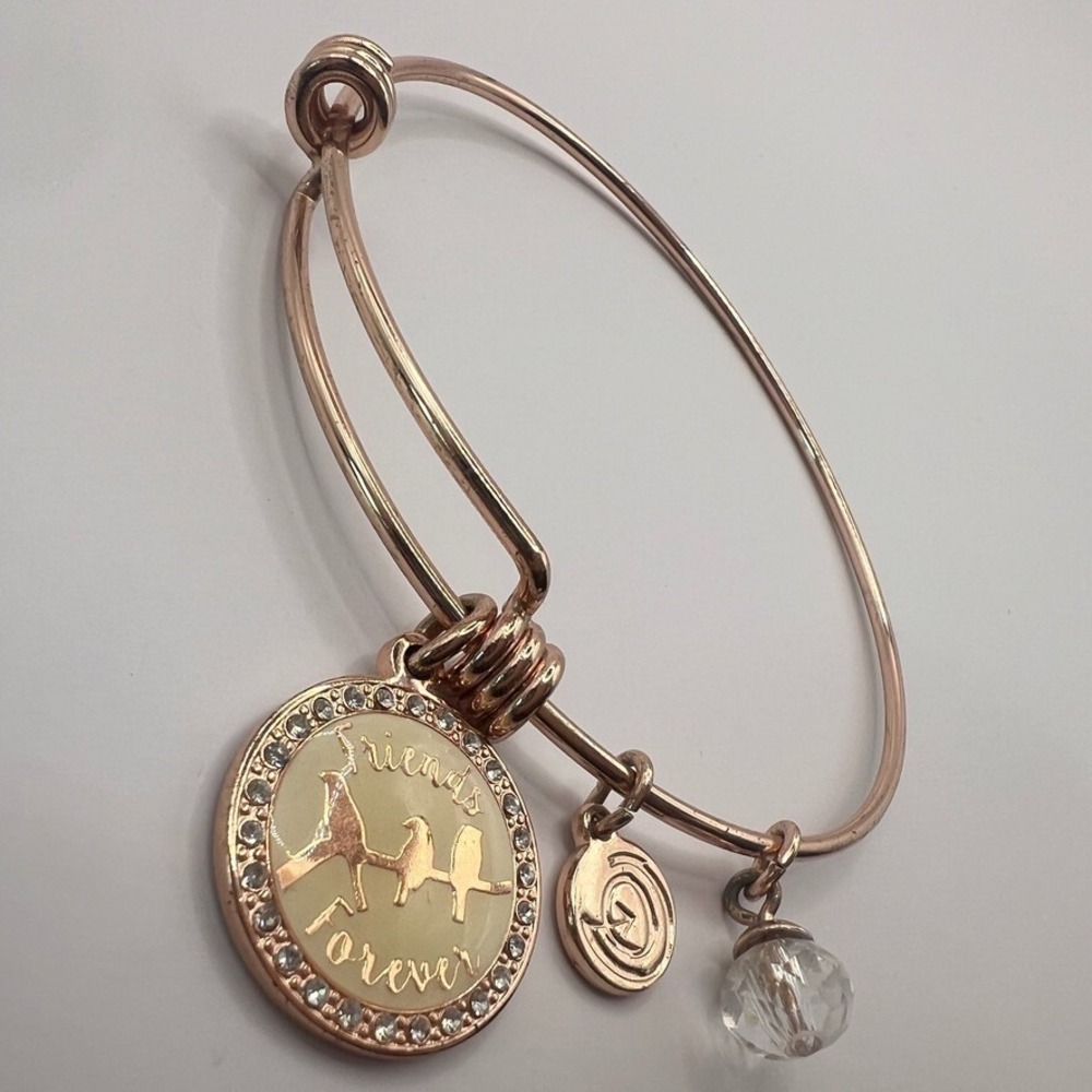 Love This Life Friends Forever Rose Gold Charm Bangle Bracelet‎ Inspirational VG